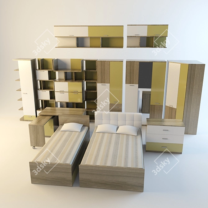 Modern and Fun "MODEX" Children's Furniture 3D model image 1