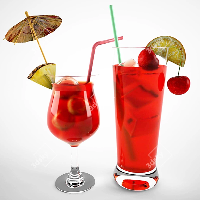 Tropical Tiki Cocktails: Mai Tai & Zombie 3D model image 1