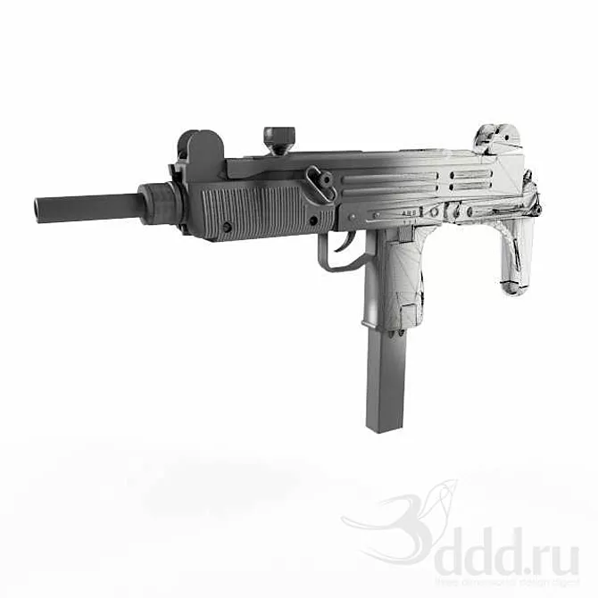 Sleek Poly Uzi Rifle 3D model image 1