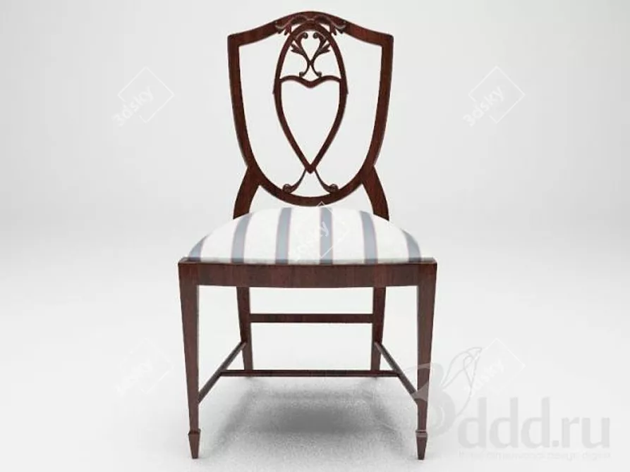 Wooden Shieldback Dining Chair 3D model image 1