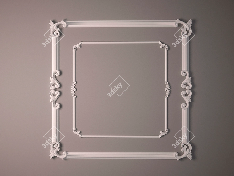 Elegant Carved Photo Frame 3D model image 1