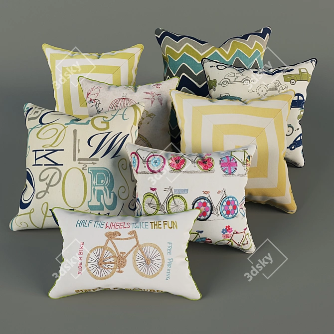 Stylish Accent Cushions 3D model image 1