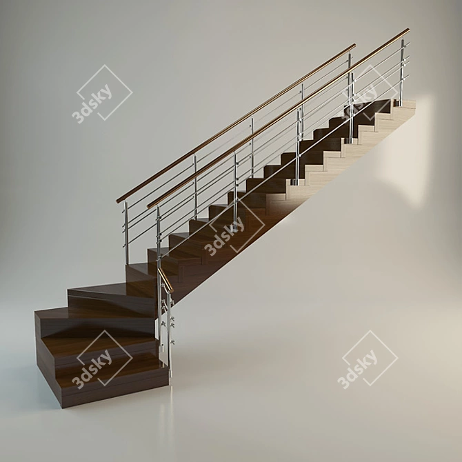 Modern Wooden Ladder 3D model image 1