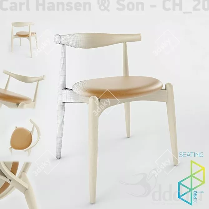 Modern CH20 Elbow Chair: Versatile Design 3D model image 1