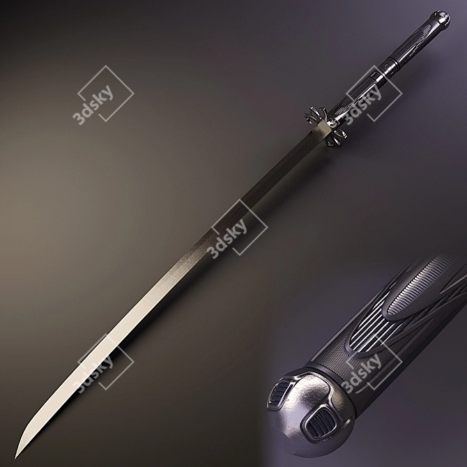 Sleek Blade: Futuristic Dai-Katana 3D model image 1