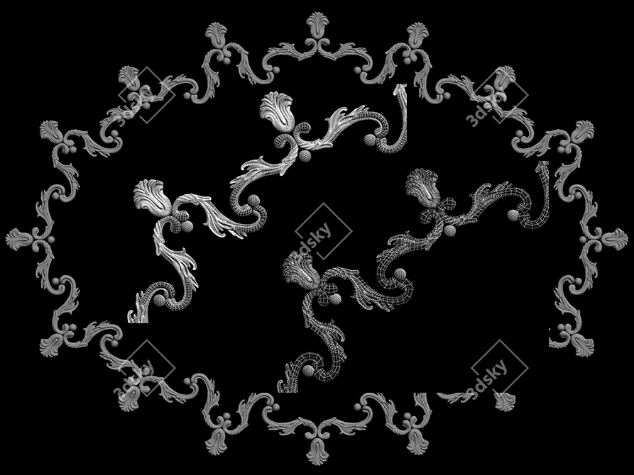 Elegant Ceiling Fretwork for Modern Interiors 3D model image 1