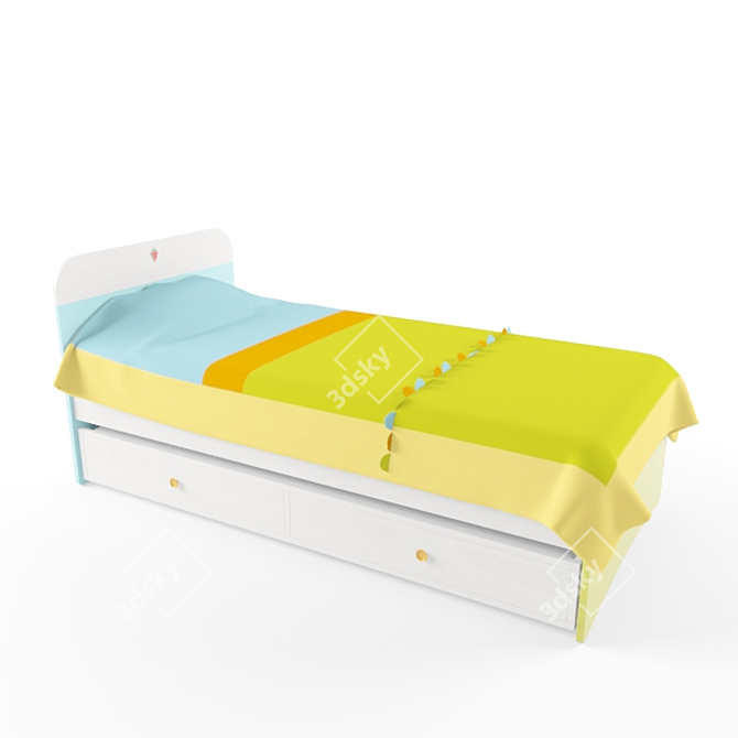 Title: Sleek Design Cot with Textured Finishes 3D model image 1