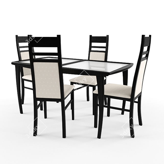 Modern Venge Dining Set 3D model image 1