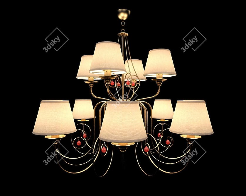 Elegant Neapolitan Bronze Lamp 3D model image 1