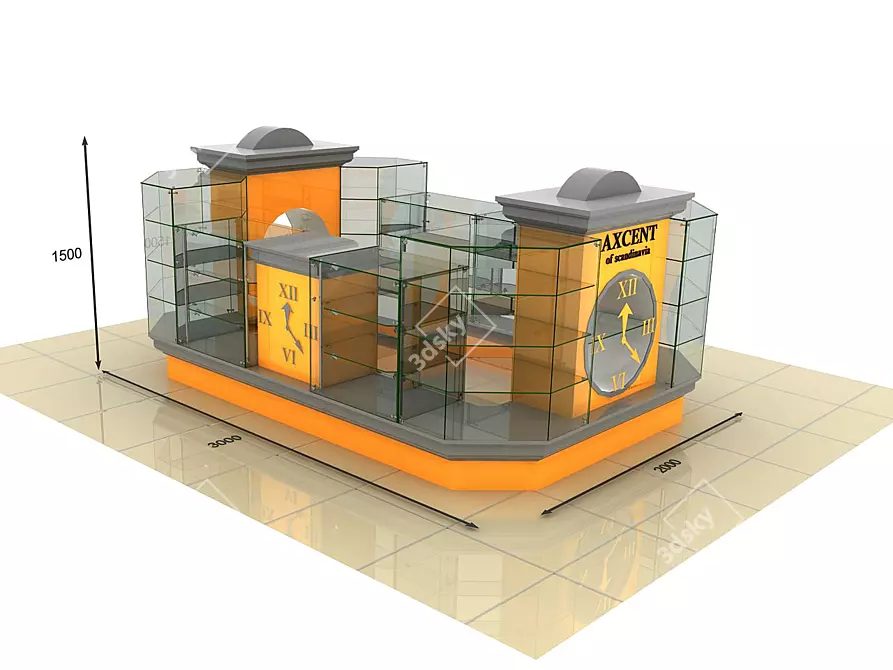 Time-Teller Kiosk 3D model image 1