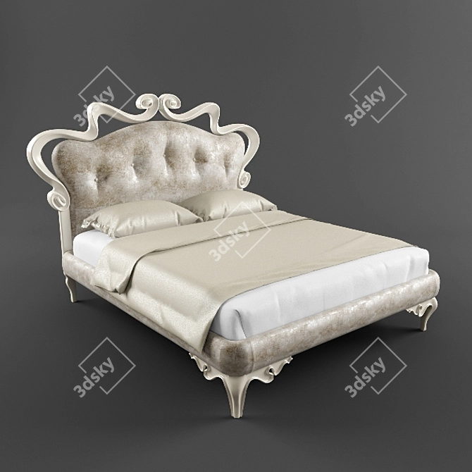 Luxury King Size Canopy Bed 3D model image 1