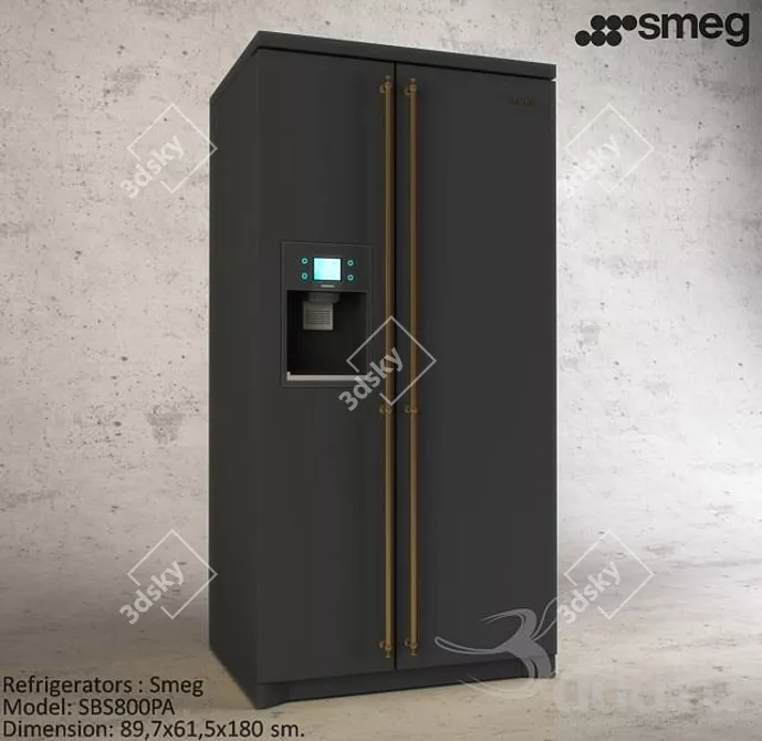 Chic Italian Fridge: SMEG SBS800PA 3D model image 1