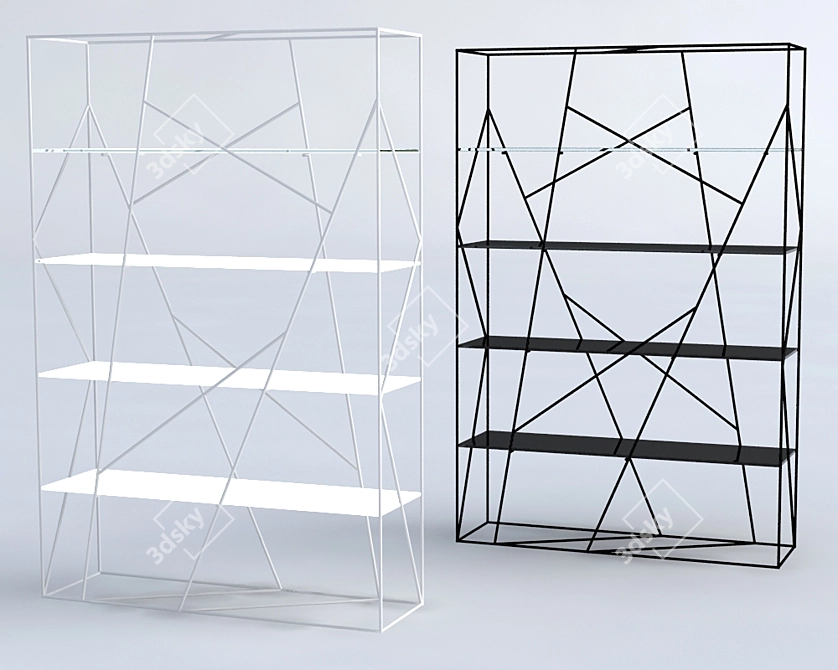 Elegant Metal and Glass Shelving: Bedroom "Naviglio 3D model image 1
