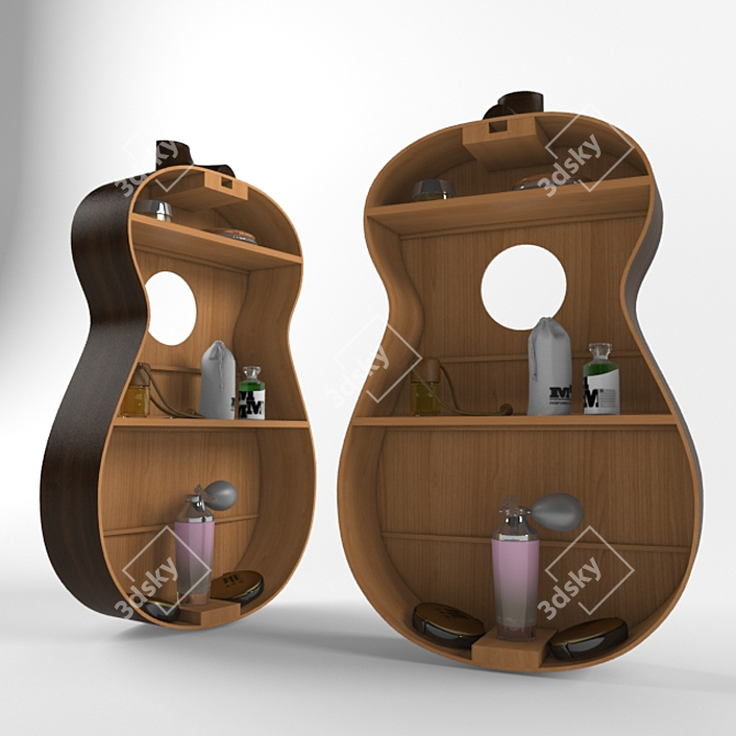 Title: Guitar-inspired Bedroom Shelf 3D model image 1