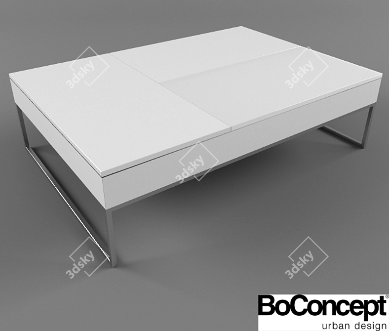 Functional White Coffee Table with Storage 3D model image 1