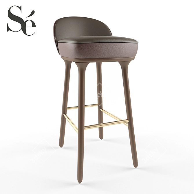 Stylish Leather Bar Stool 3D model image 1