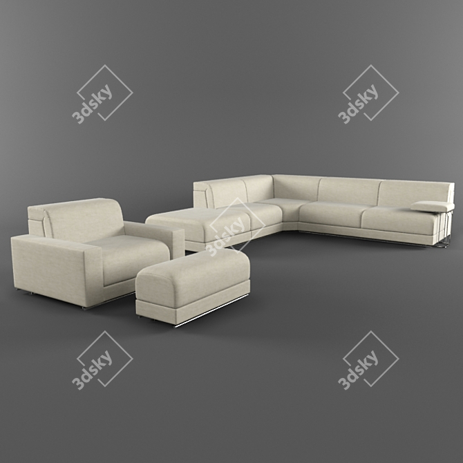 Modern Sofa: "Long Island 3D model image 1