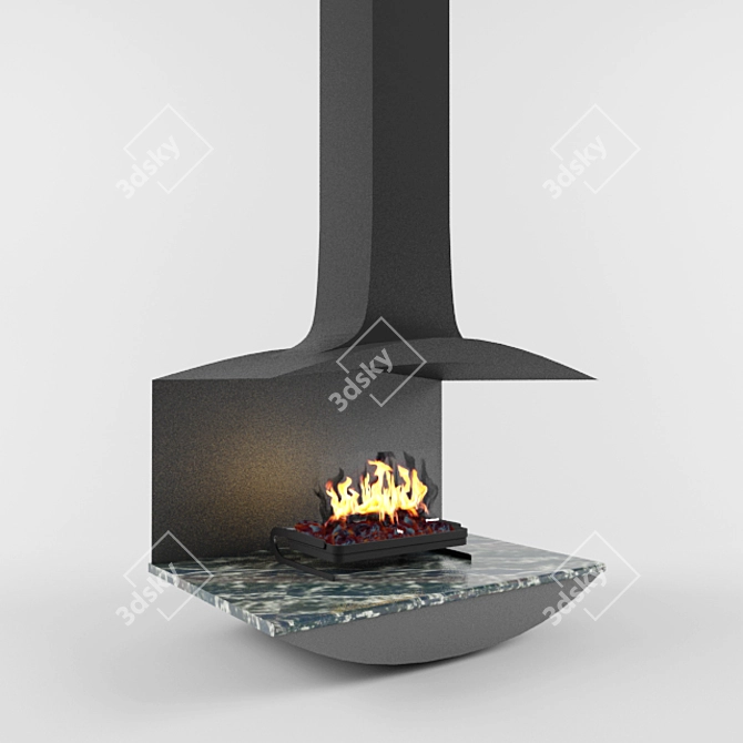 Elegant Art Nouveau Fireplace 3D model image 1