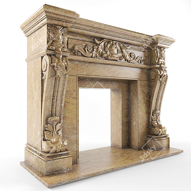 American Inspired Fireplace 3D model image 1