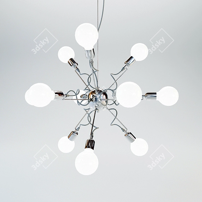 Modern Chrome Chandelier, 12 Shades 3D model image 1