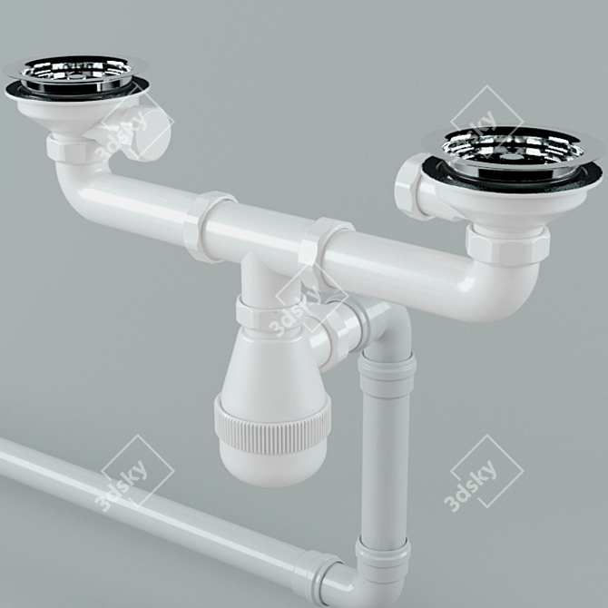 Double Sink Siphon 3D model image 1