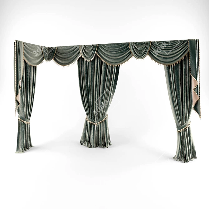 Classic Window Curtain 3D model image 1