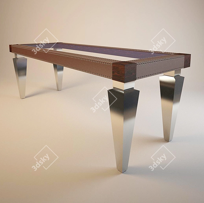 Title: Customizable Leather-bound Glass Table 3D model image 1