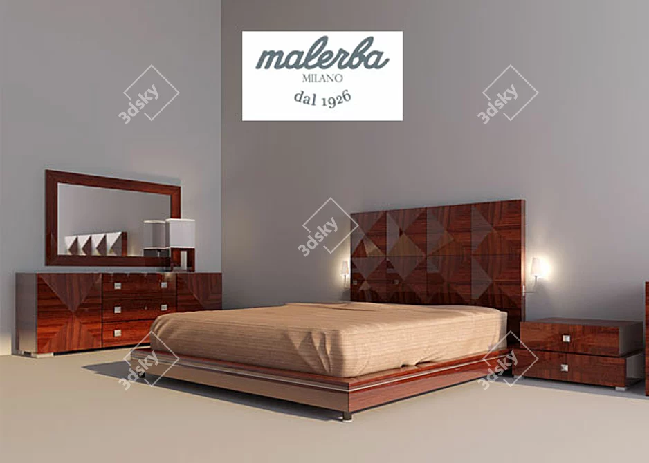 Italian Malerba Bedroom Set 3D model image 1