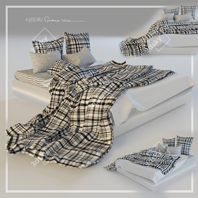 Checkered Bedding Set 3D model image 1