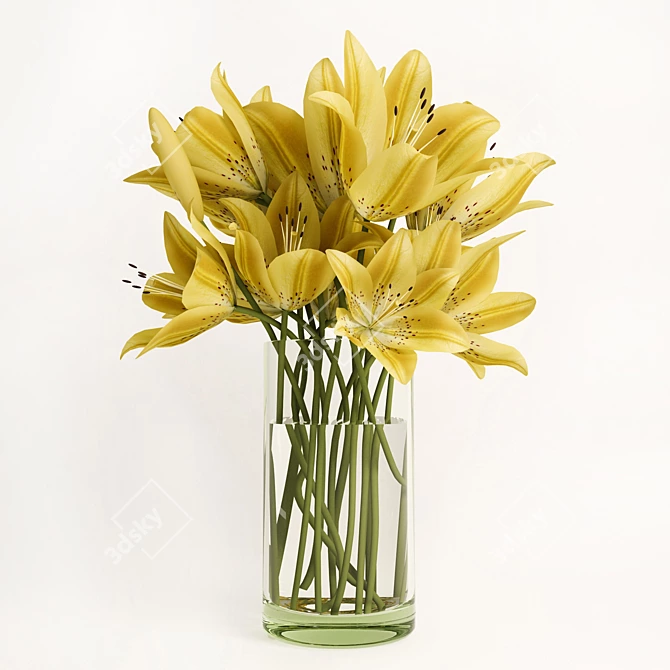 Radiant Yellow Lily Bouquet 3D model image 1