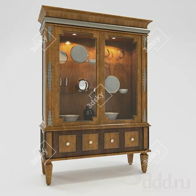 Glamorous Deco Display Cabinet 3D model image 1