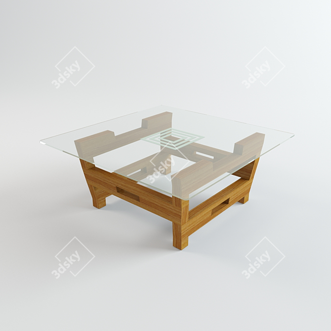 Stylish Textured Coffee Table 3D model image 1