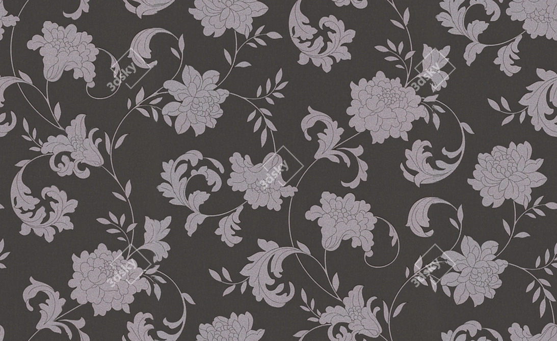 Luxurious Silk & Silver Wallpaper 3D model image 1