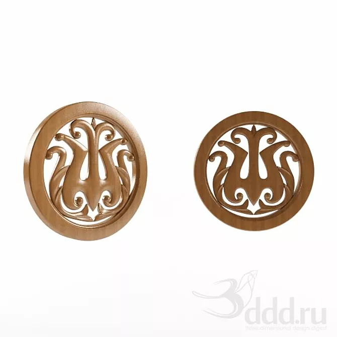 Exquisite Carved Wooden Decor 3D model image 1