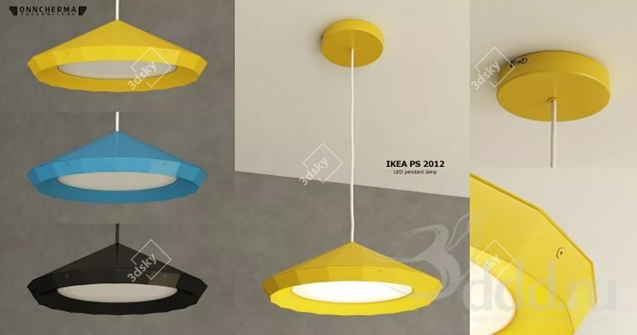 Contemporary LED Pendant Lamp 3D model image 1