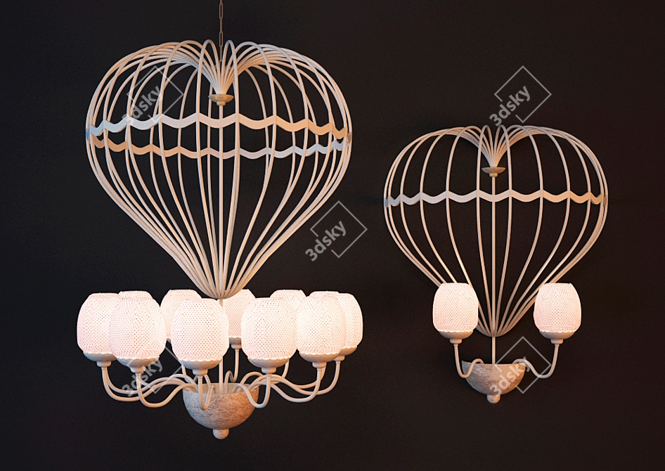 Elegant Nursery Chandelier 3D model image 1