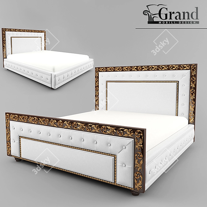 Elegant "Jacqueline" Bed with Convertible Footboard 3D model image 1