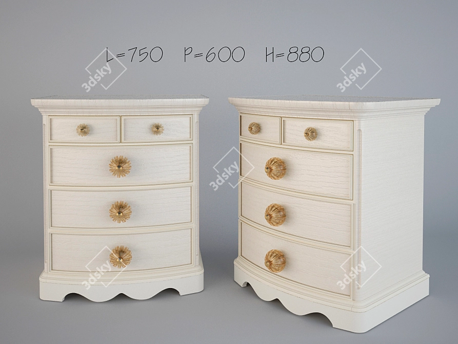 Sleek Bedside Table 3D model image 1