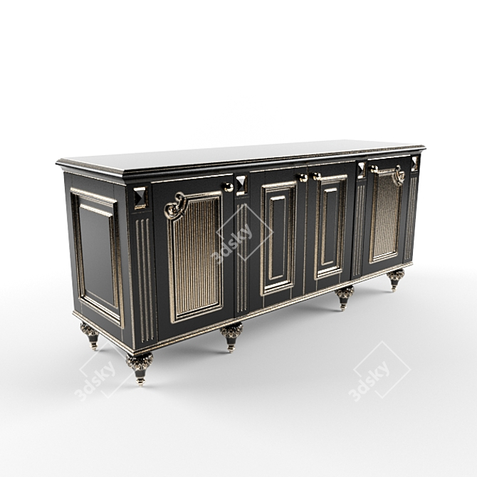 Elegant Oak Chest Of Drawers 3D model image 1