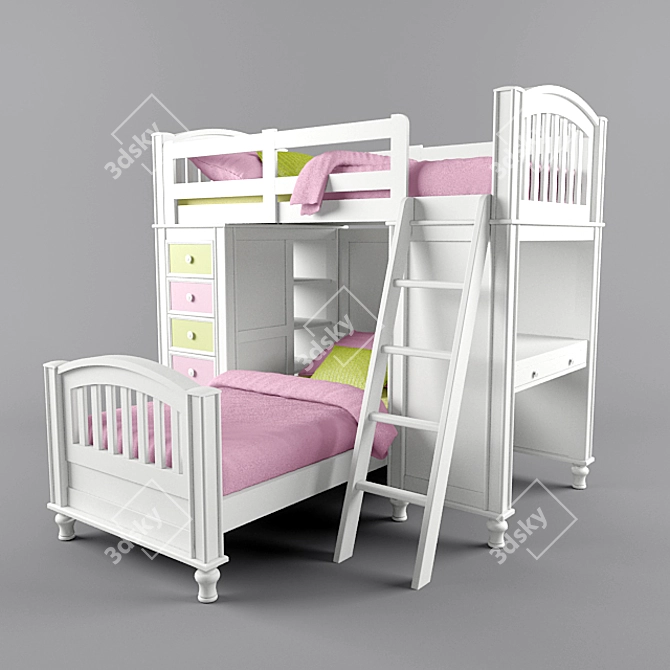 Bear Dreams Twin Loft Beds 3D model image 1