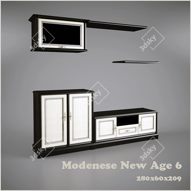 Elegant Modenese TV Wall Unit 3D model image 1