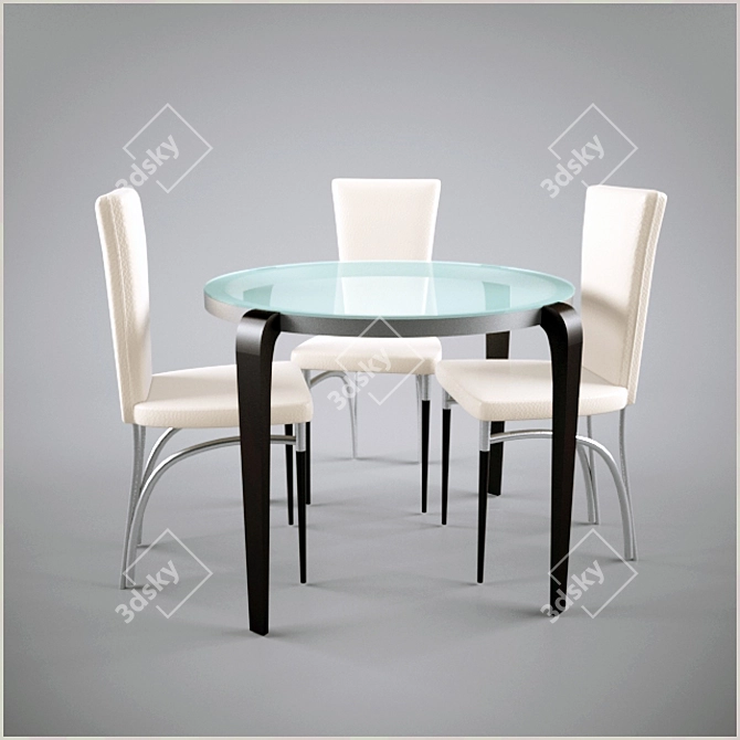 French Dining Set 3D model image 1