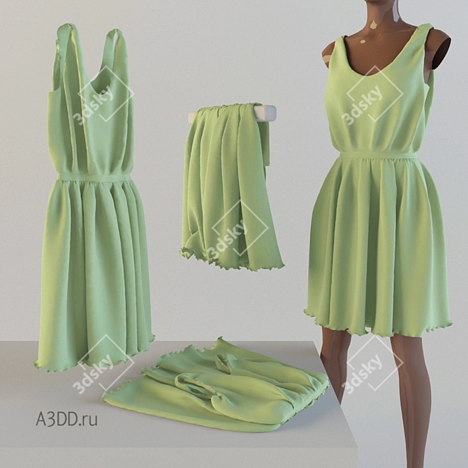 Versatile Summer Dress: 4 Styles 3D model image 1