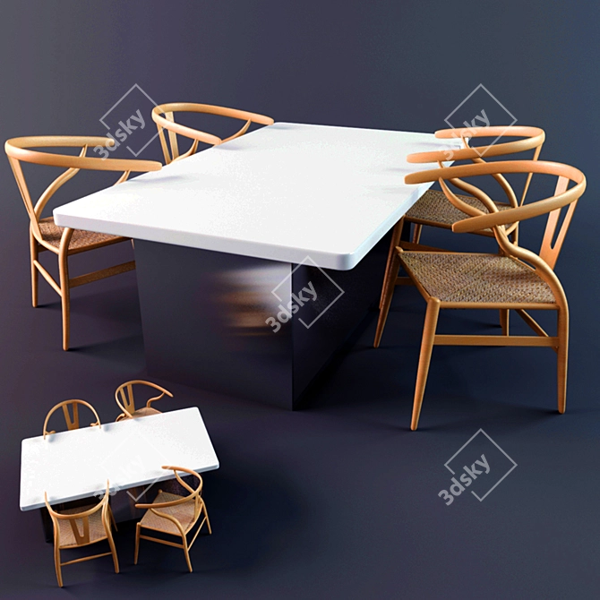 Sleek High-Tech Table Set 3D model image 1