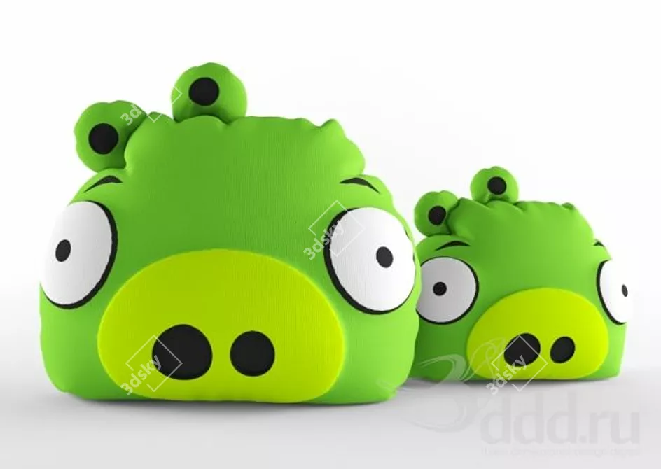 Green Angry Bird Plush Pillow 3D model image 1