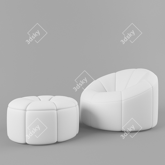 Cozy Pumpkin Chair and Ottoman 3D model image 1
