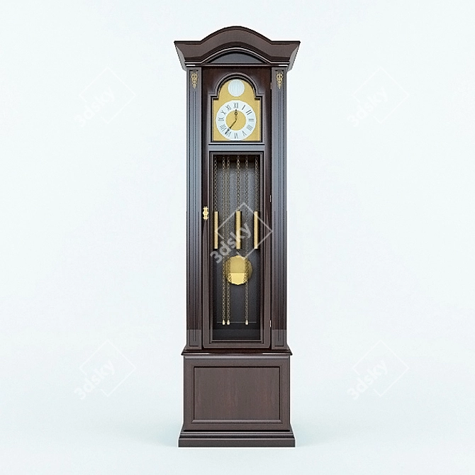 Vintage Brass Floor Clock 3D model image 1