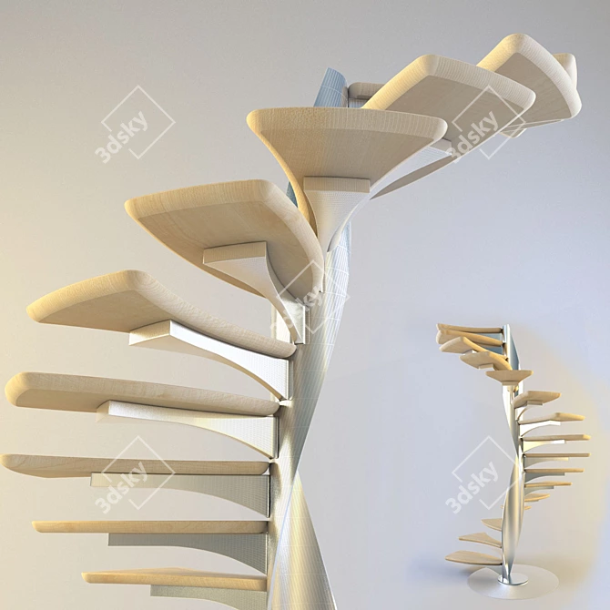 Title: Italian Oak Spiral Staircase 3D model image 1