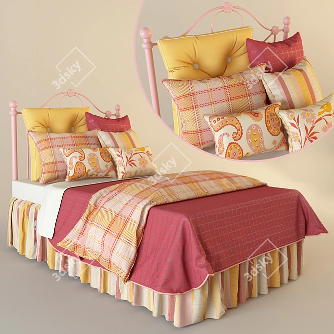 Pinkerton Girls Bedding Set 3D model image 1