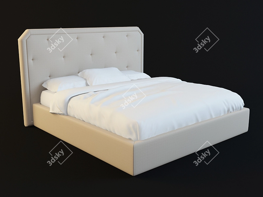 Soft Headboard Bed 3D model image 1